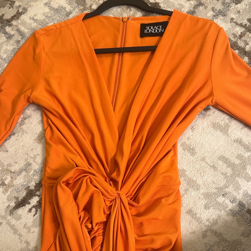 Solace London Vibrant Orange Long Sleeve Dress